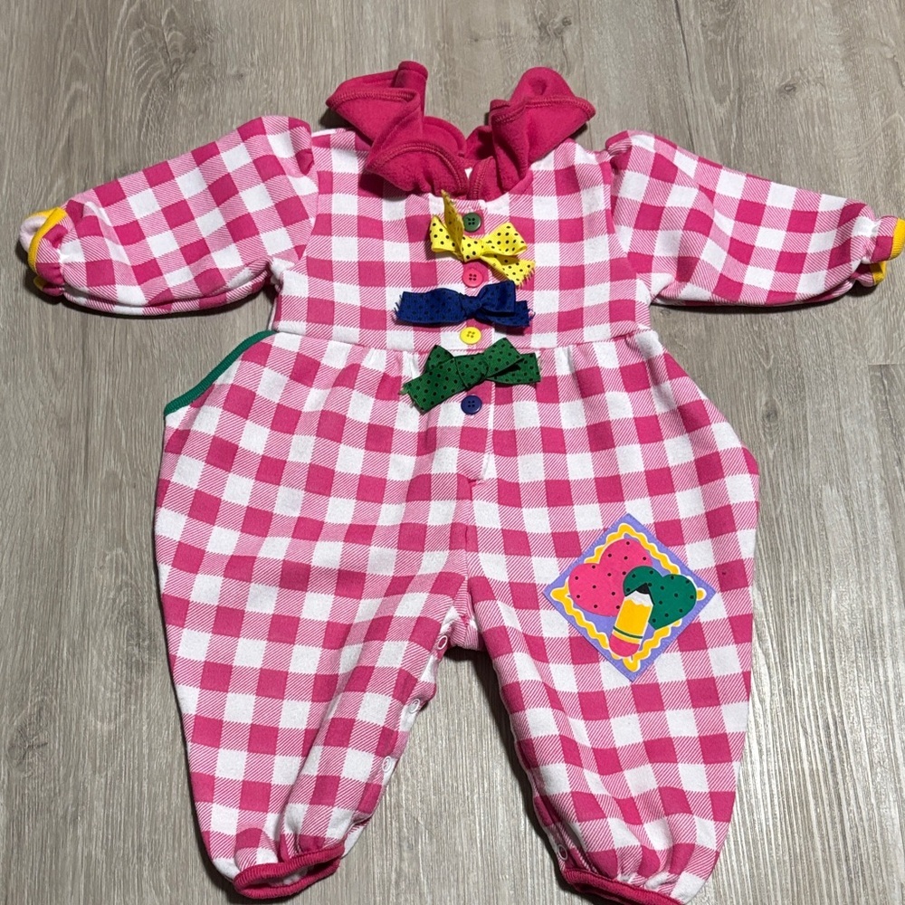 VINTAGE Celebrity Kids Vibrant Pink Checkered Kids Footie